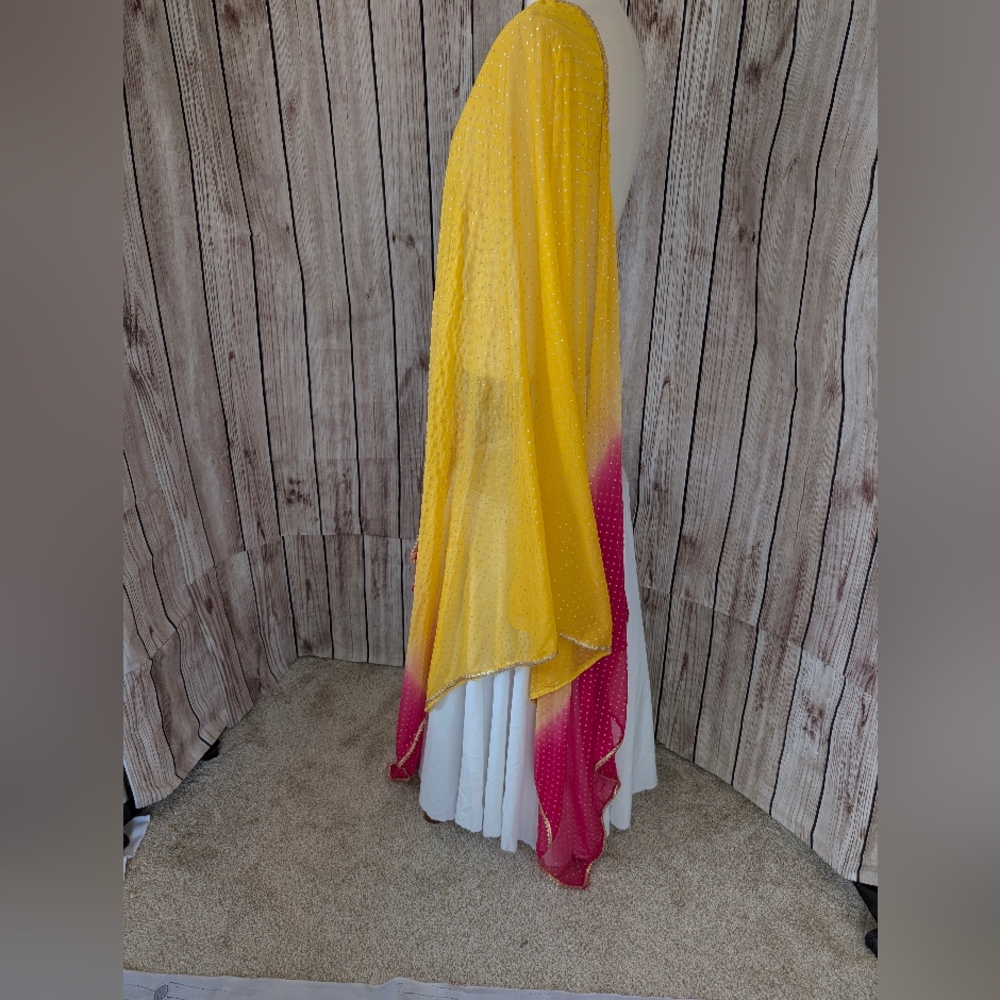 Elegant Yellow and Pink Ombre By Dupatta